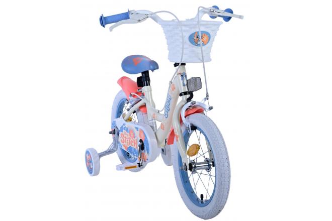 Rower dziecięcy Disney Stitch - Dziewczynki - 14 cali - Kremowy koralowy niebieski - Dwa hamulce ręczne [CLONE]