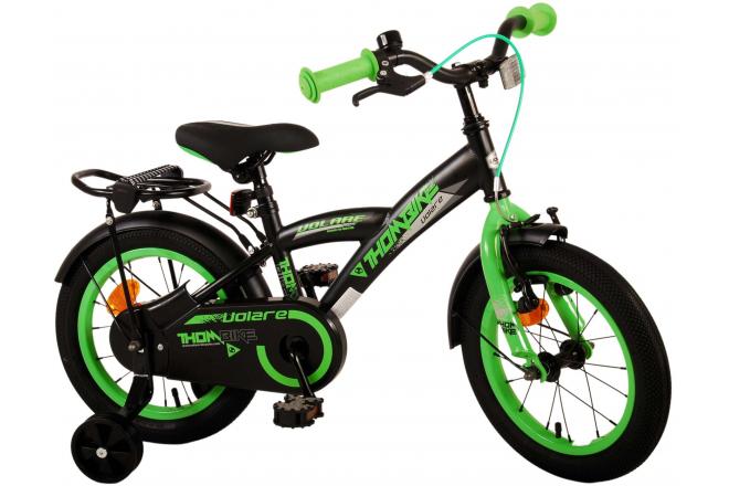 Rower dziecięcy Volare Thombike - chłopcy - 14 cali - Czarny Zielony [CLONE]