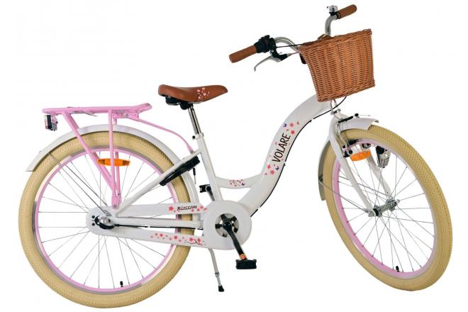 Rower dziecięcy Volare Blossom - Dziewczynki - 24 cale - Biały - 3 biegi