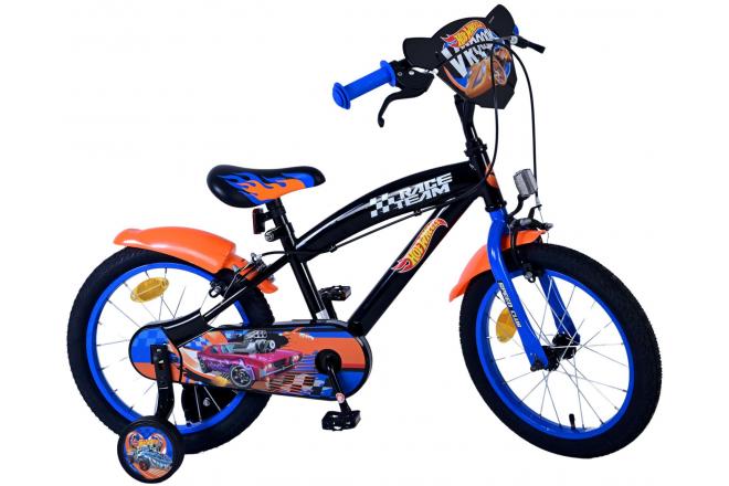 Rower dziecięcy Hot Wheels - Chłopcy - 16 cali - Czarno-pomarańczowo-niebieski - Dwa hamulce ręczne