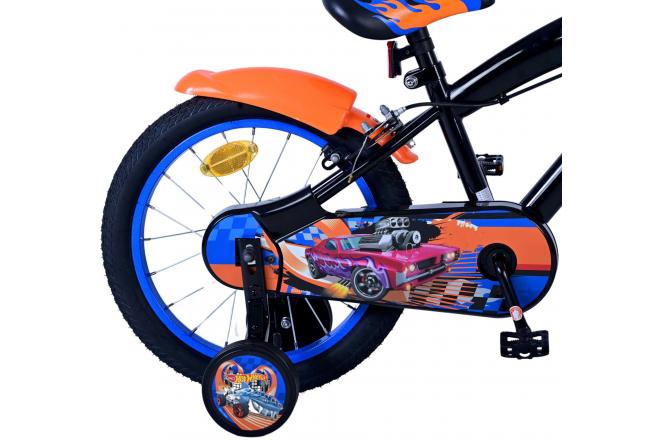 Rower dziecięcy Hot Wheels - Chłopcy - 16 cali - Czarno-pomarańczowo-niebieski - Dwa hamulce ręczne