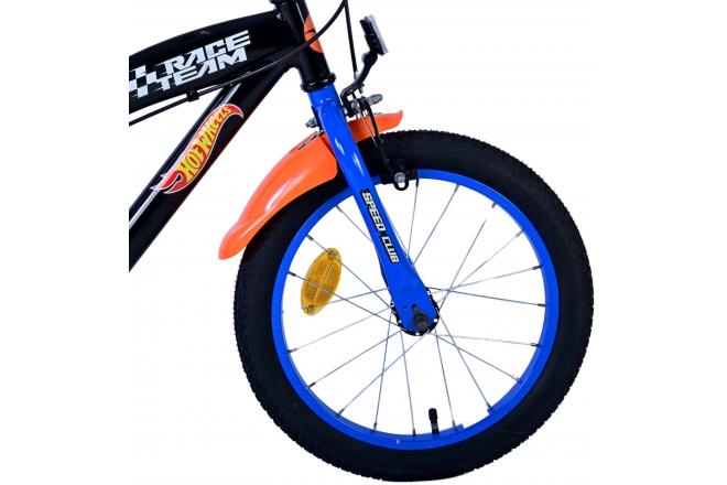Rower dziecięcy Hot Wheels - Chłopcy - 16 cali - Czarno-pomarańczowo-niebieski - Dwa hamulce ręczne