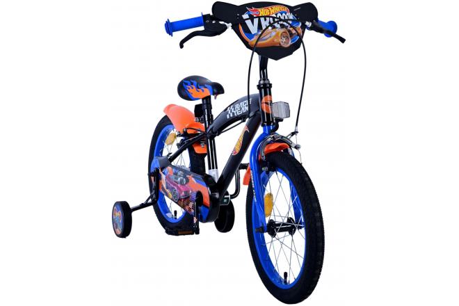 Rower dziecięcy Hot Wheels - Chłopcy - 16 cali - Czarno-pomarańczowo-niebieski - Dwa hamulce ręczne
